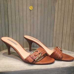 Via Spiga Brown Leather Heeled Slide Size 10M